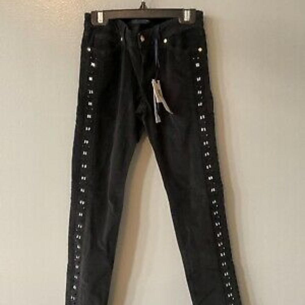 Juicy Couture NWT Black Embellished Velour Pants,
